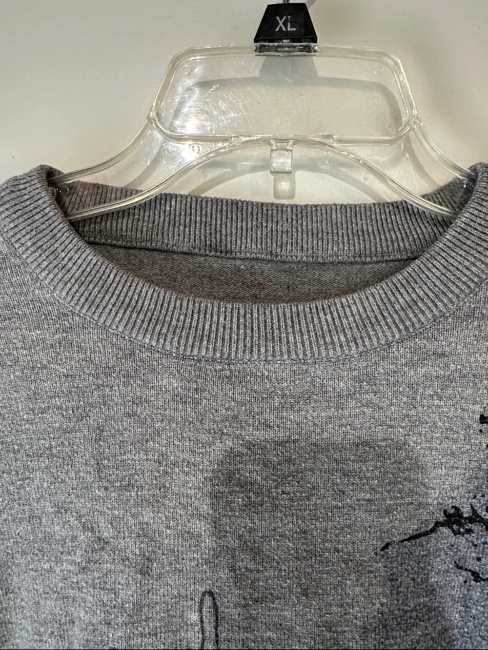 Men's Blue Gray Asian Village Themed Crewneck Sweater